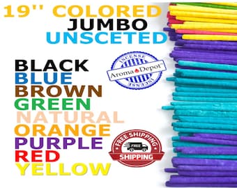 19" Jumbo Colored Incense Sticks, Unscented DIY Crafting