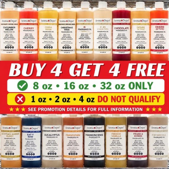 Wholesale Fragrance Oils, Multi-Use Scents for DIY Projects - Buy 4 Get 4 Free