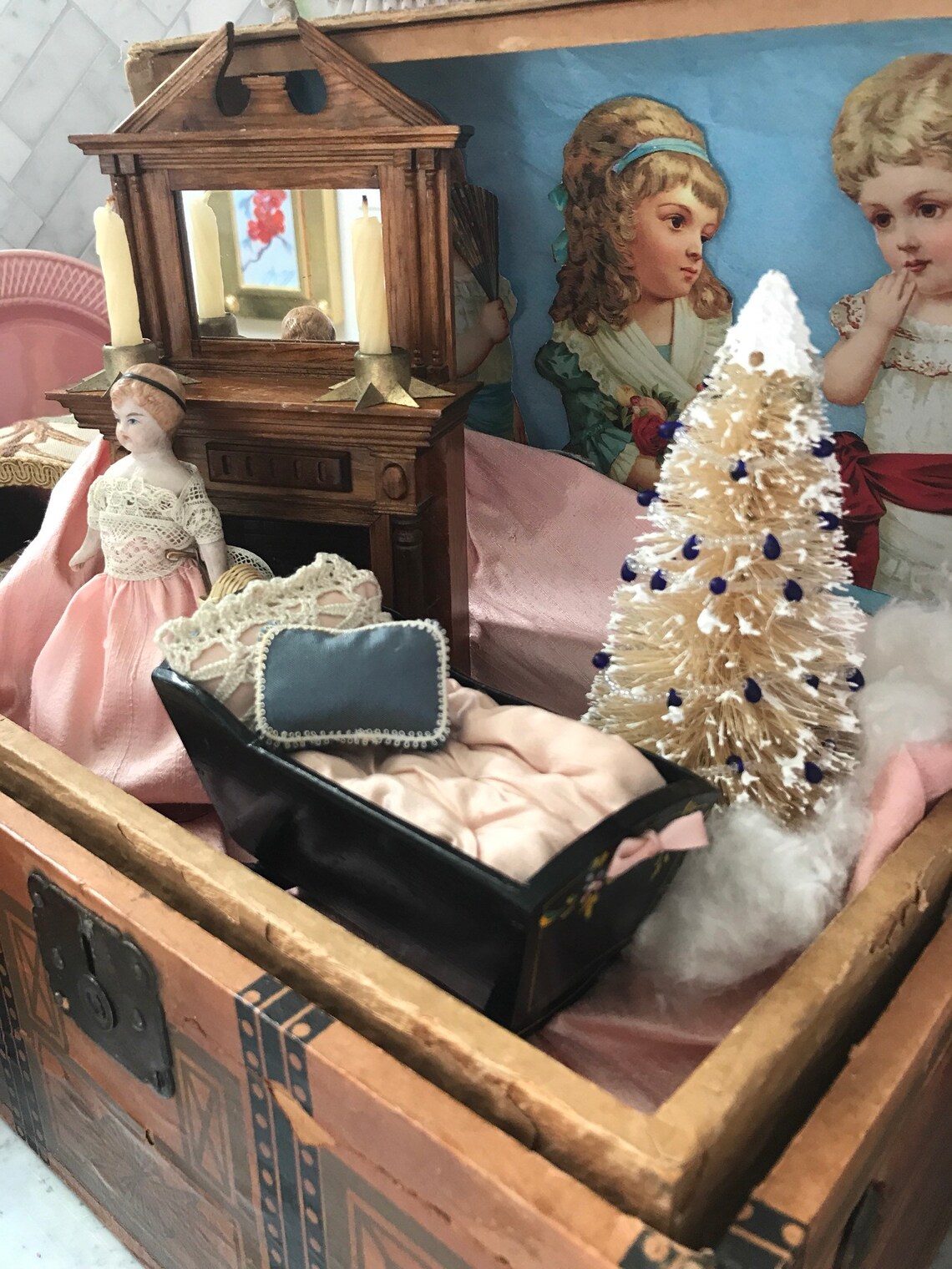 Vintage Dollhouse Baby Crib Furniture miniature 112 scale Etsy