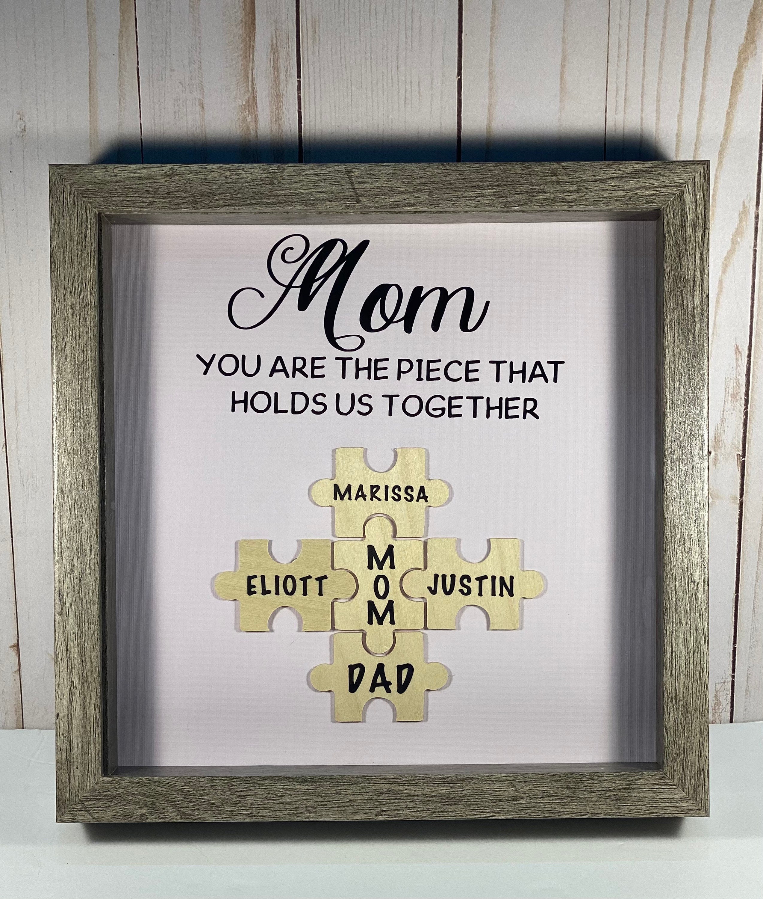Mothers Day puzzle piece Shadowbox Etsy
