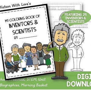 Coloring Book of Inventors & Scientists | Famous | Science | Preschool | Busy Binder | Homeschool | Primer | Printable