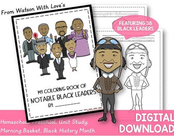Coloring Book of Notable Black Leaders | Black History Month | Preschool | Busy Binder | Homeschool | Primer | Printable