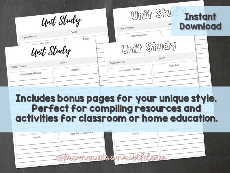 Unit Study Planner Pages | Unit Study Template | Unit Study Printable ...