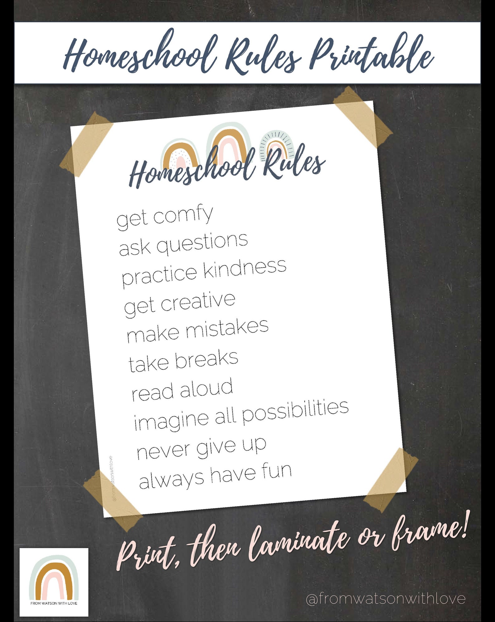 Homeschool Rules Printable Decor Wall Art Classroom Etsy