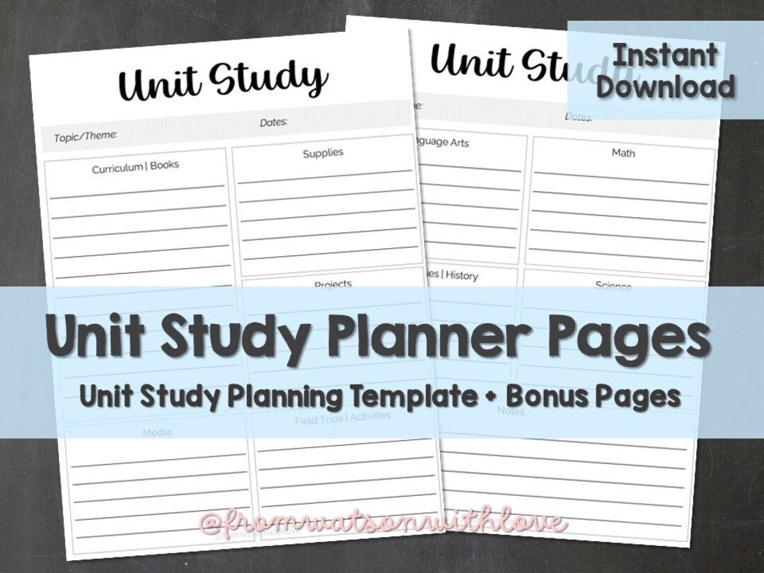 Unit Study Planner Pages Unit Study Template Unit Study Printable