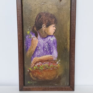 Flower Girl Painting Wall Art Floral Wall Decor For Child Wall Art Purple Wall Decor For Nursery