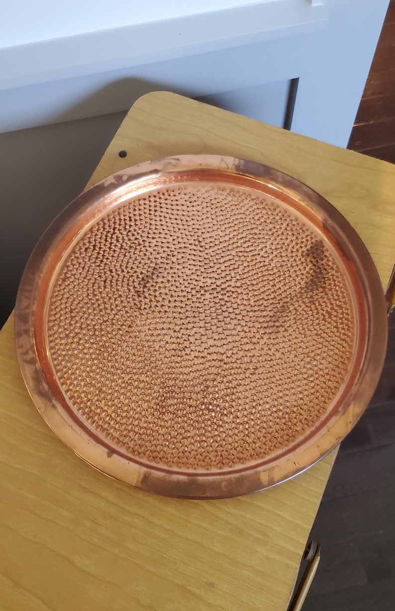 Vintage Copper Tray Coppercraft Guild Round Dimpled Platter Vintage ...