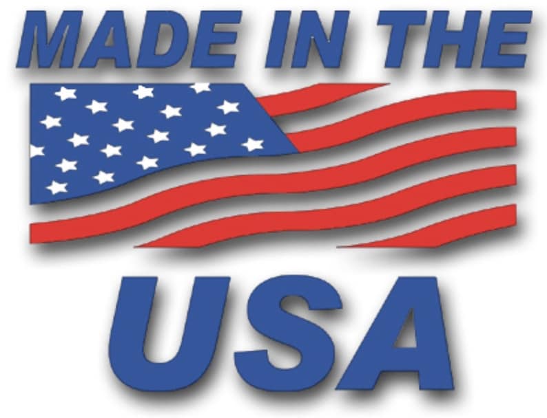 May include: Made in the USA graphic with a red, white, and blue American flag and the word "USA" in blue.