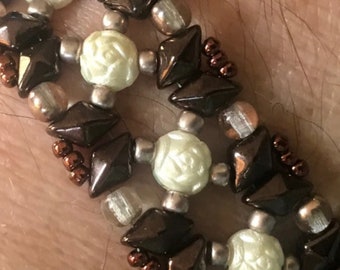 Roses Bracelet ~ Brown & Rosettes