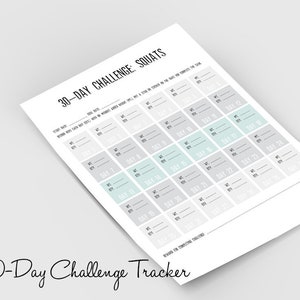 30-day Challenge: Squats Tracker Printable