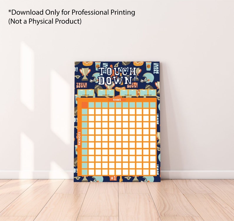 SUPER BOWL SQUARES Game Board Printable for Super Bowl Party - Etsy