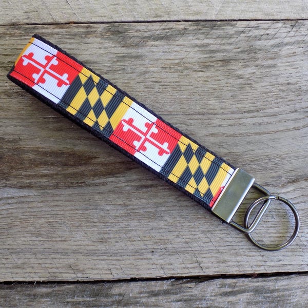 Maryland Flag Design Keychain Lanyard - ID Badge Holder With Clip