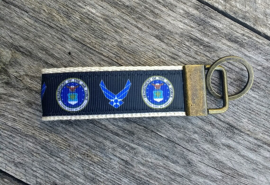Air Force Keychain Key Fob Key Chain Wristlet Split Etsy