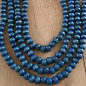 Guirnalda de cuentas de madera azules, adornos para árbol de Navidad, decoración neutra para el hogar