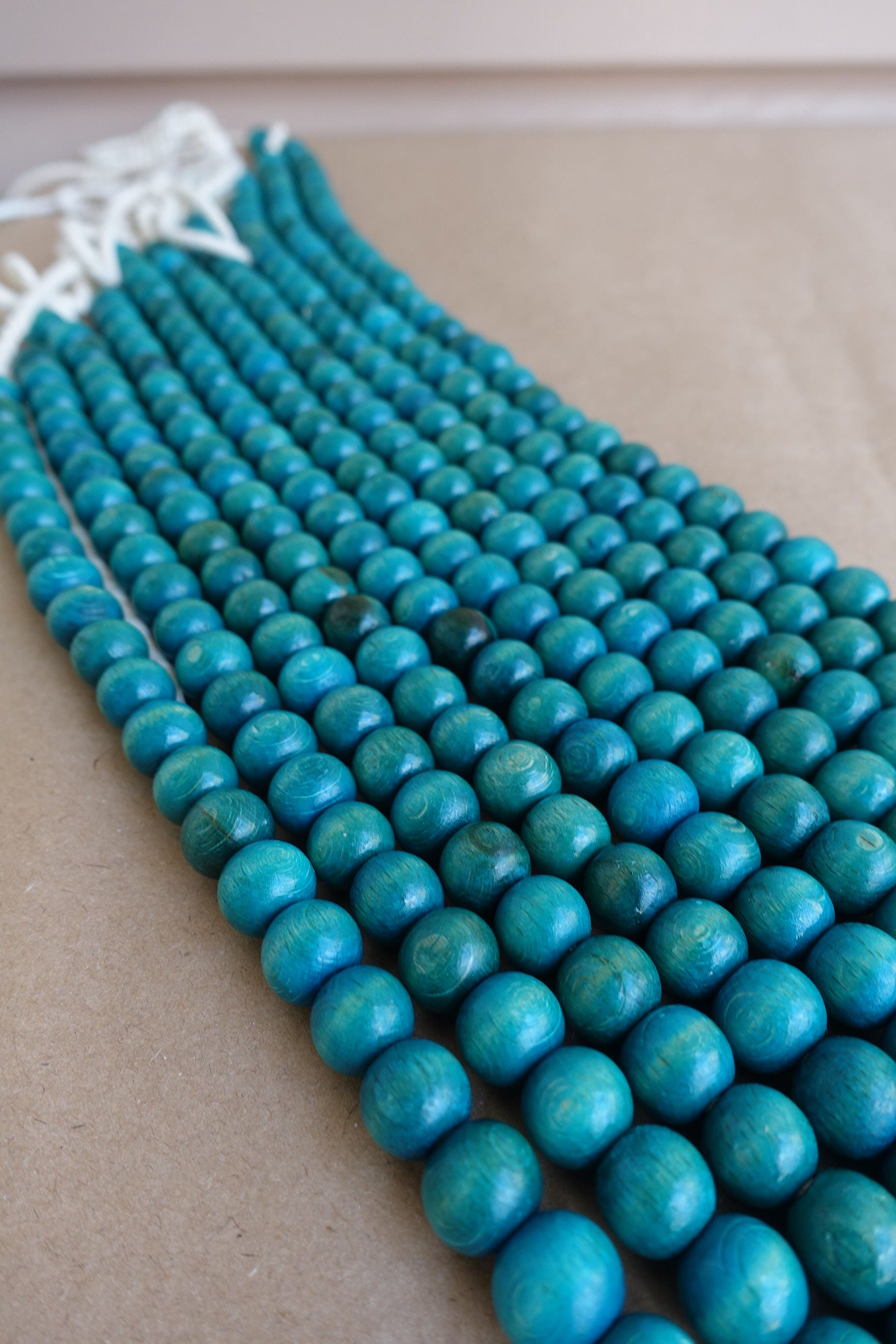 Blue Beaded Garland Wooden Macrame Beads Turquoise Natural | Etsy