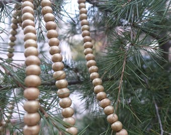 gold wood beads garland, tree ornaments