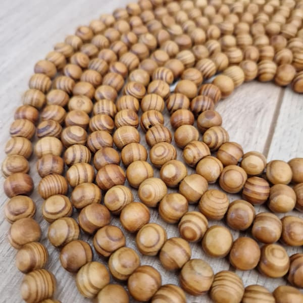 Large wood olive beads for Christmas tree, boho garland  ornaments, custom length