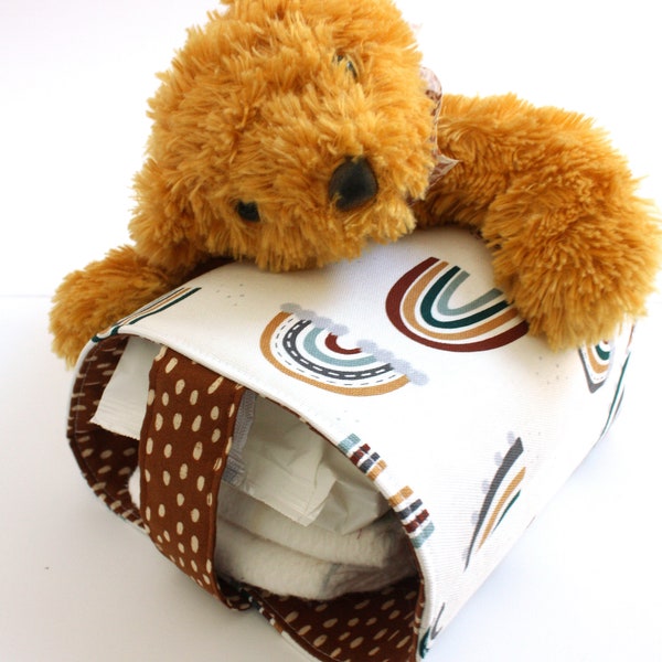 Pochette de couches et de lingettes arc-en-ciel, petit sac à couches et à lingettes, organisateur de sacs à couches, gardien de couches de voyage