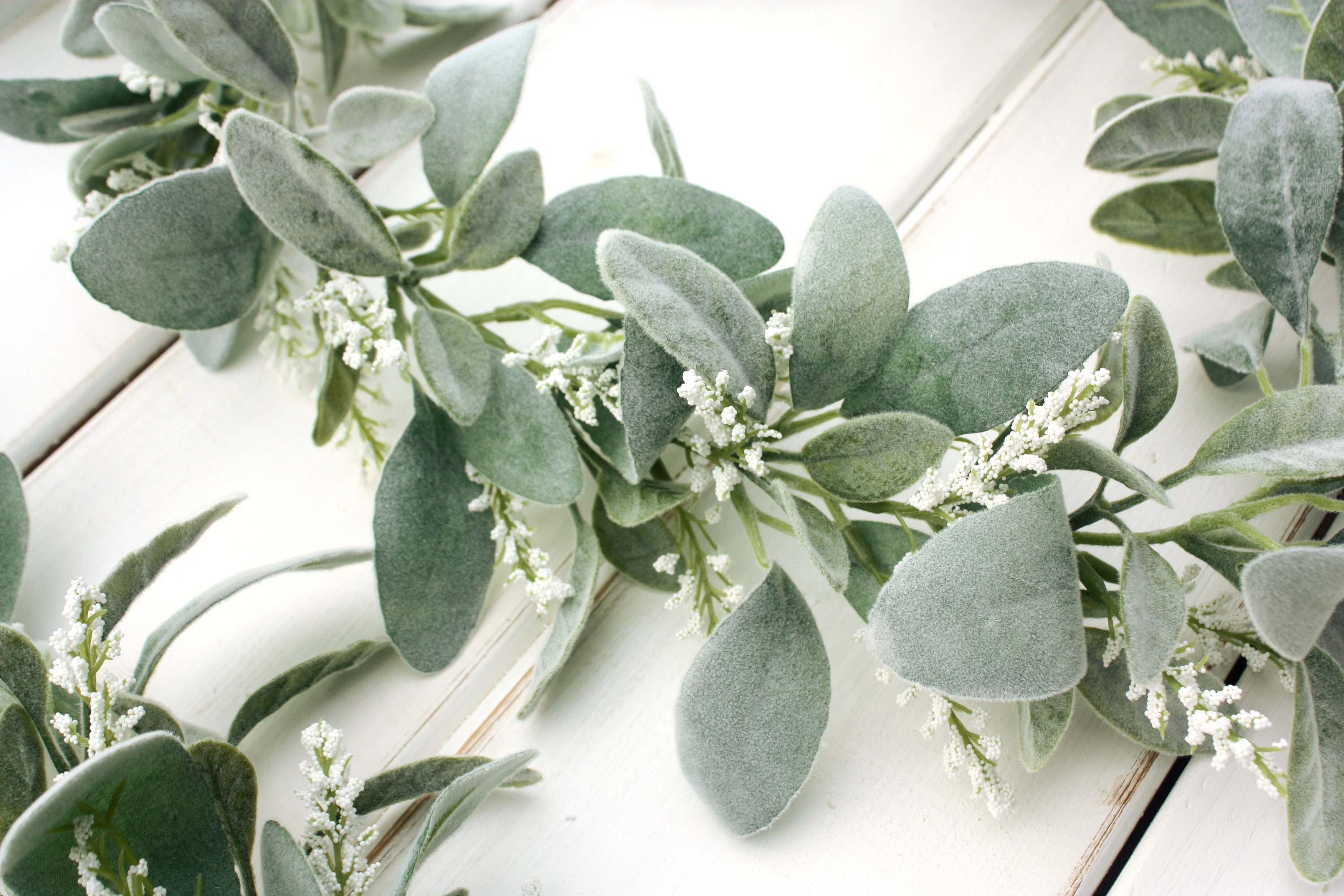 Lambs Ear Garland With White Lavender Lambs Ear Garland Etsy