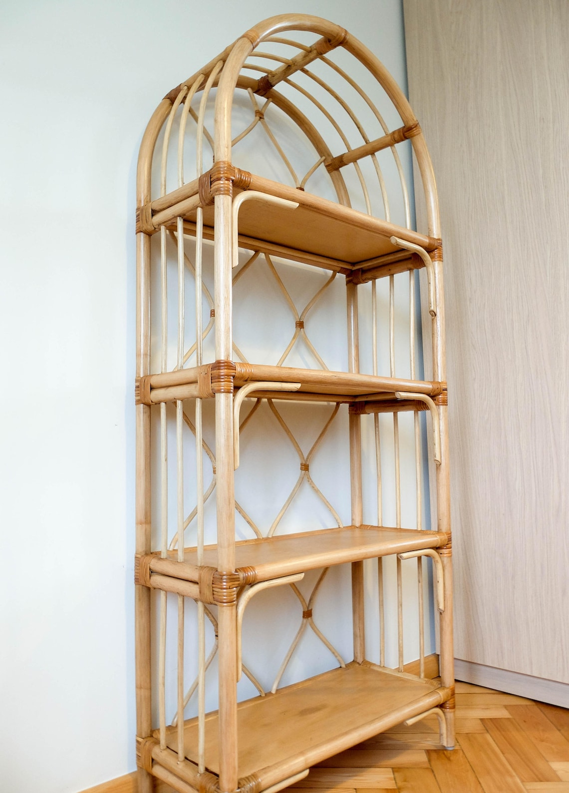 Rattan shelf vintage rattan bamboo shelf rattan bookshelf Etsy
