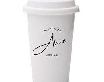 personalised travel mug etsy