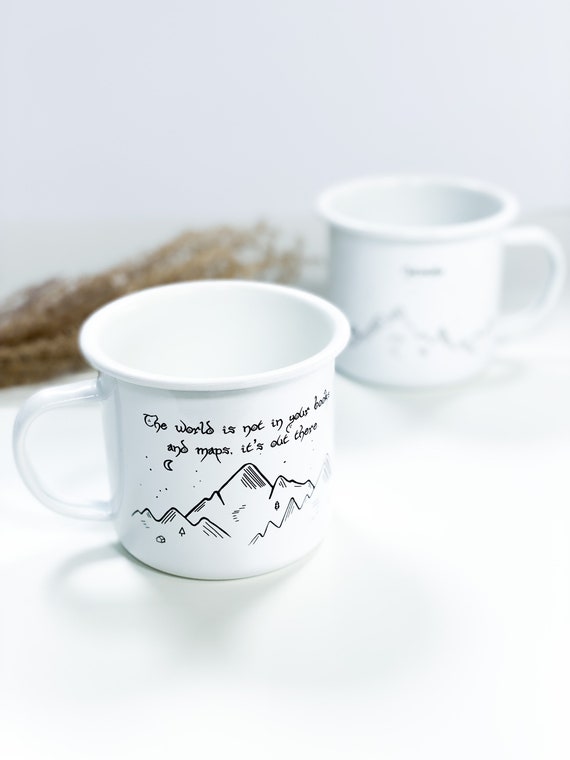Personalised Extra Large Hobbit Mug | The Lord of The Rings Mug | Tolkien Mug | Metal Mug | Personalised Mug | Camping Mug | Enamel Mug