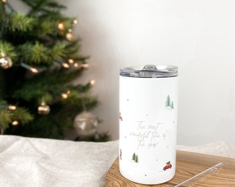 Personalised Home For Christmas illustrated Tumbler | festive Travel Mug | illustration Tumbler | Christmas Travel Mug | holiday travel mug