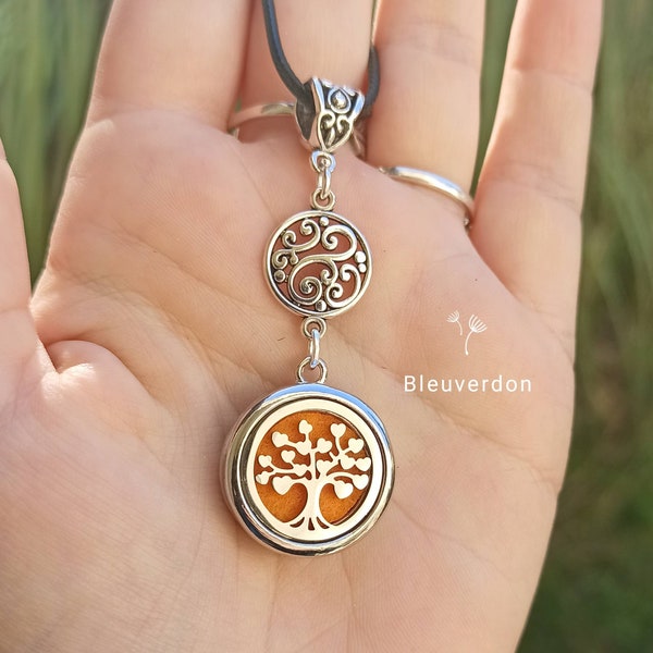 Collier aromathérapie arbre de vie et arabesque