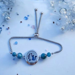 Braccialetto scorrevole per aromaterapia Lotus con perline di apatite. Braccialetto per litoterapia. Braccialetto originale. Idea regalo. Diffusore di fragranze.