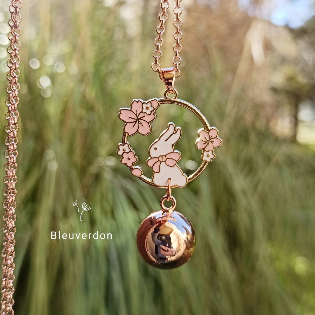 Pregnancy Bola Little Rabbit and Cherry Blossoms Rose Gold - Etsy