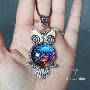 Collar de búho y cabujón de reloj de fantasía