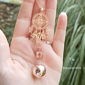 Pregnancy bola dream catcher pink gold and little feet