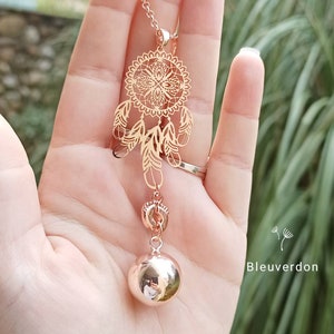 Pregnancy bola dream catcher pink gold and little feet