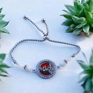 Verstellbares Aromatherapie-Armband mit Mondsteinperlen. Lithotherapie-Armband. Einzigartiges Armband. Geschenkidee