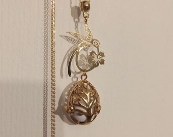 LONAGO Collana di Scoiattolo 925 Sterline D'argento Albero Della Vita Carino Lo Scoiattolo Tiene il Cuore Pendente Collana Gioielli per le Donne