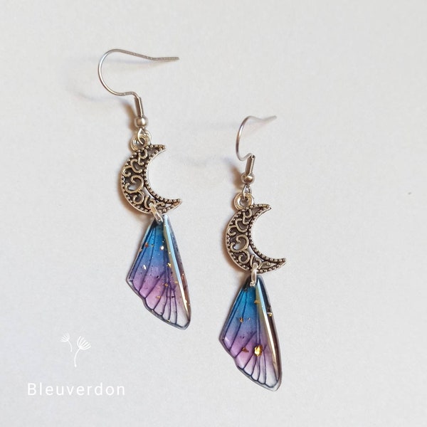 Fairy butterfly wings and moon earrings