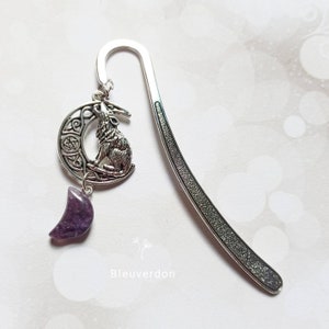 Large wolf and moon bookmark in amethyst