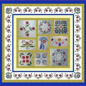 Jacobean Elegance Quilt pattern for Machine Embroidery Machines