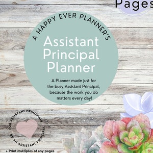 Könnte beinhalten: Ein druckbarer Planer für stellvertretende Schulleiter mit einem Sukkulenten-Design. Der Planer hat über 36 Seiten und wird von A Happy Ever Planner Co. Etsy.com hergestellt.