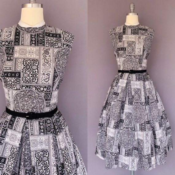 1950s vintage dress - Mode O Day - Black and White