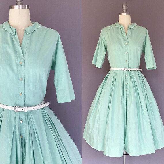 1950s mint green dress - vintage green dress - vlv