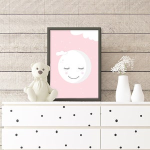 Moon Nursery Printable Pink Girls Nursery Printable Playroom | Etsy