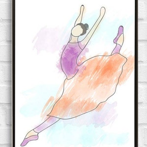 Ballerina watercolor art print, Ballet Dancer, Wall art, Wall Decor, Girl room decor, Nursery decor, DIY wall art, Ballet Watercolor