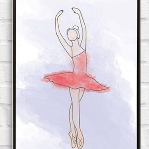 Ballerina watercolor art print, Ballet Dancer, Wall art, Wall Decor, Girl room decor, Nursery decor, DIY wall art, Ballet Watercolor