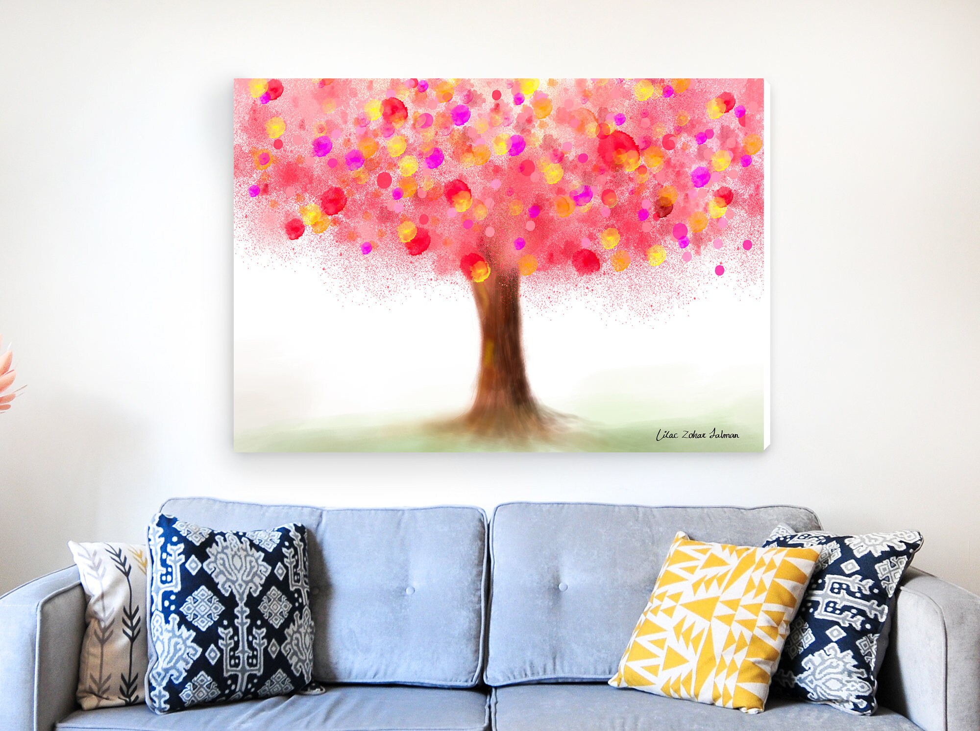 Tree Wall Art Tree Painting Living Room Canvas Art Bedroom | Etsy