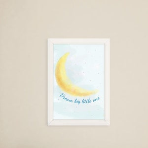 Watercolor Moon Print, Nursery Printable Art, Nursery Wall Decor, Kids ...