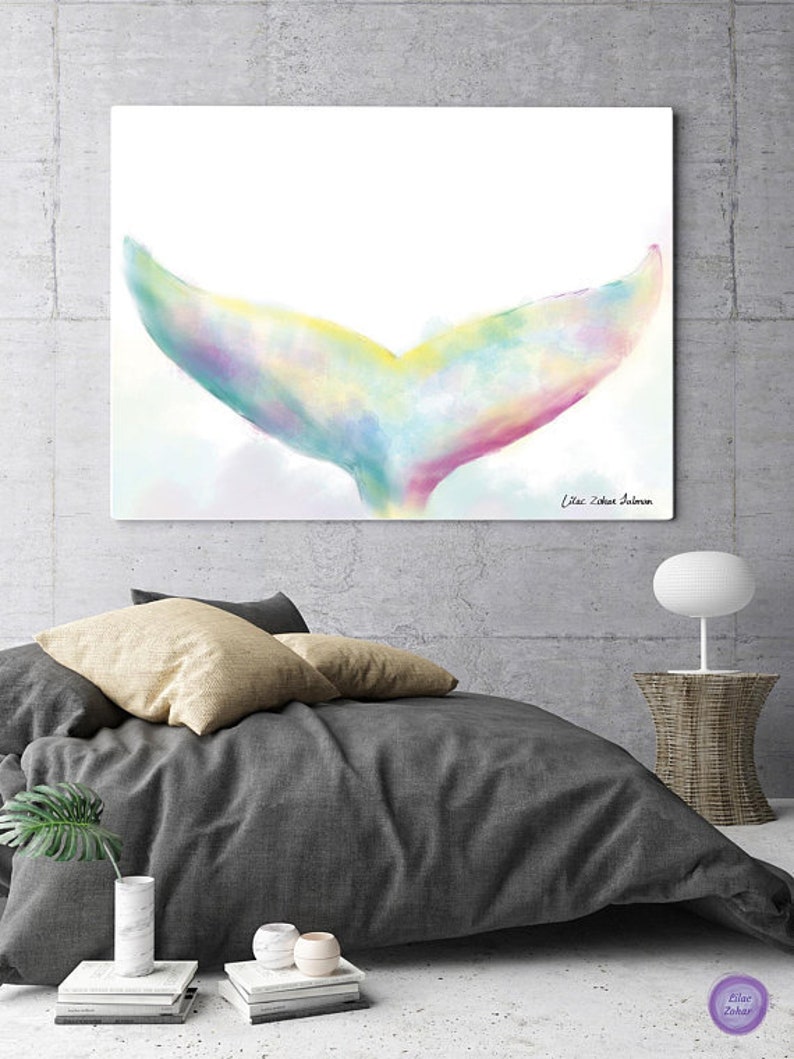 Mermaid Art Mermaid Decor Watercolor Painting Abstract Bedroom Paintings Mermaid Print Large Wall Decor Living Room Mermaid Art Print