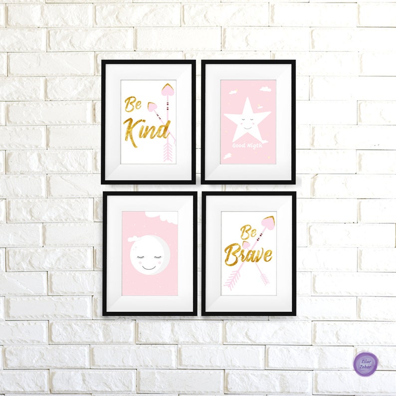 Girls Room Printable Set of 4 Baby Girl Nursery Wall Decor Etsy
