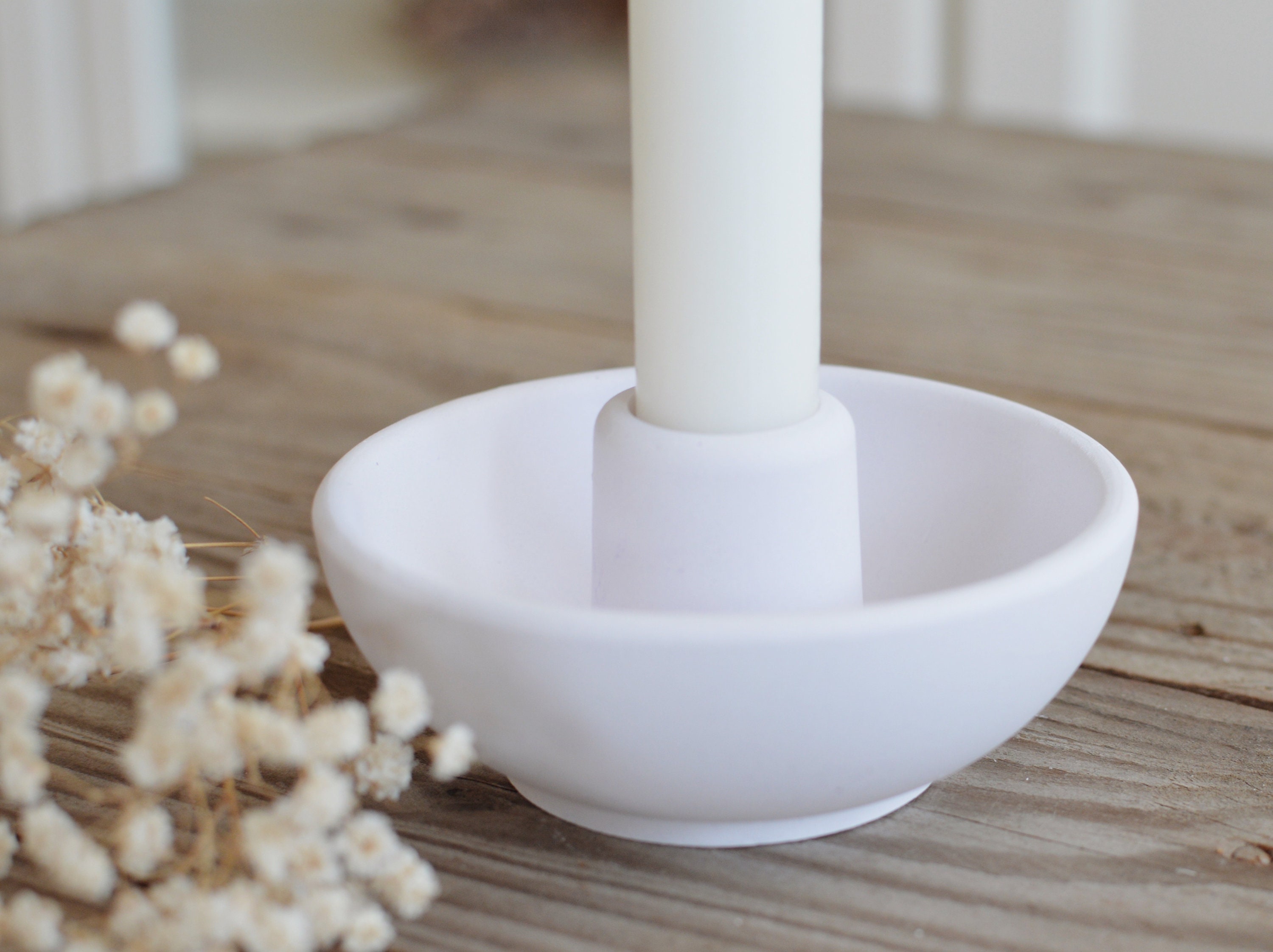 Candle holder ceramic HOPE in lilac | Ceramic candlestick | Candlestick for stick candles | Candle plate |