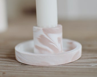Limited Edition candlestick made of ceramic LOVELY in white and beige| Candlestick for stick candles | Ceramic candlestick | Candle plate